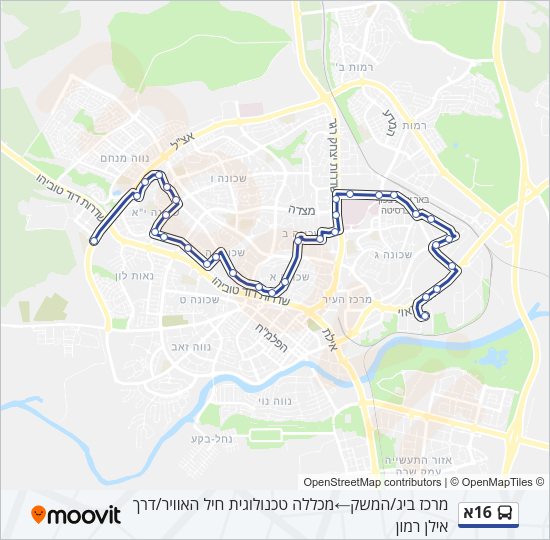Автобус 16א: карта маршрута