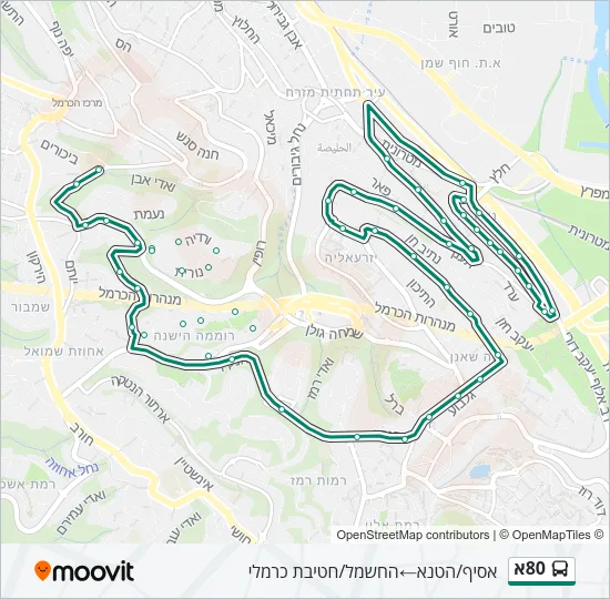 Автобус 80א: карта маршрута