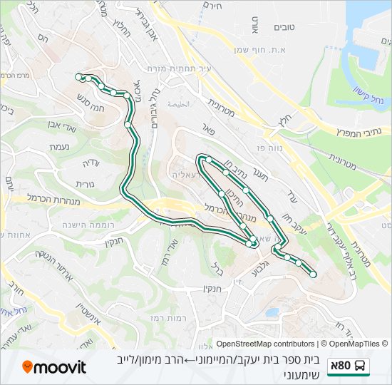 Автобус 80א: карта маршрута