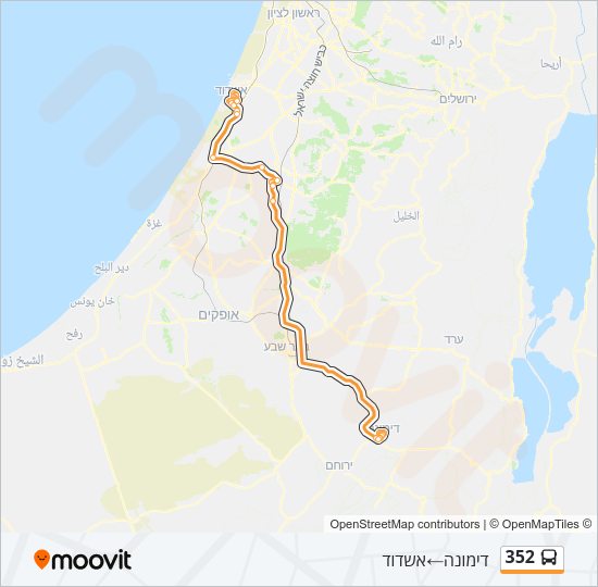 מפת המסלול של קו  352