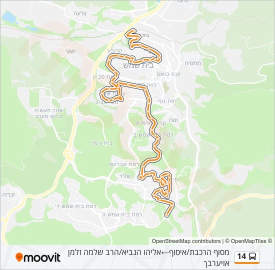 מפת המסלול של קו  14