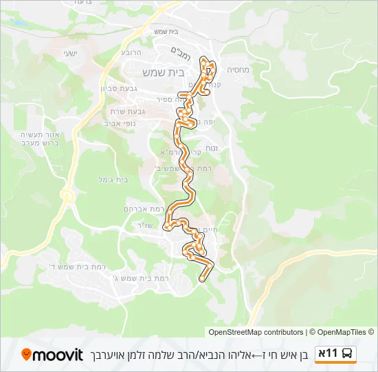 11א Bus Line Map