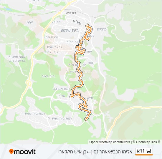 מפת המסלול של קו  11א