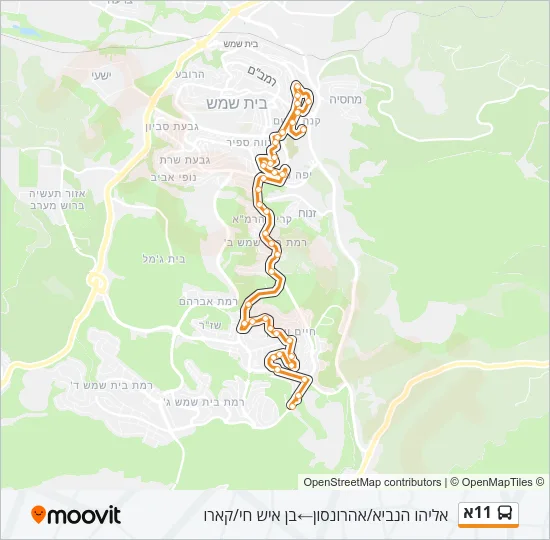 Автобус 11א: карта маршрута