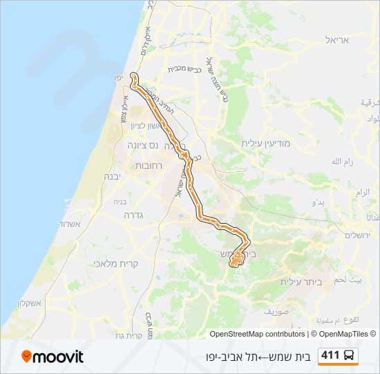 מפת המסלול של קו  411