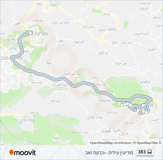 Автобус 383: карта маршрута