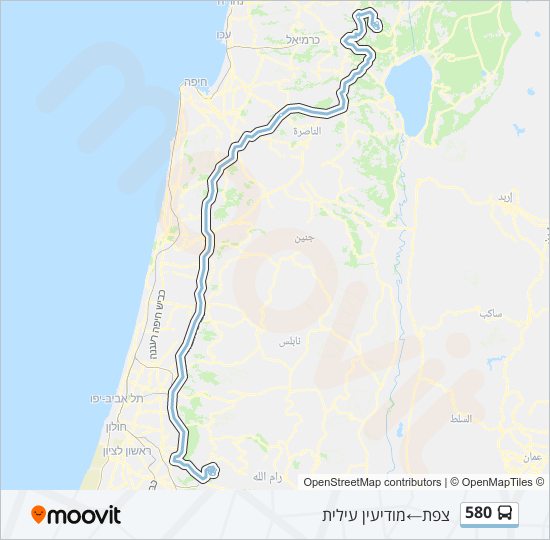 מפת המסלול של קו  580