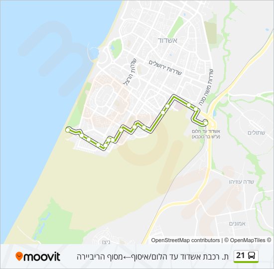 מפת המסלול של קו  21