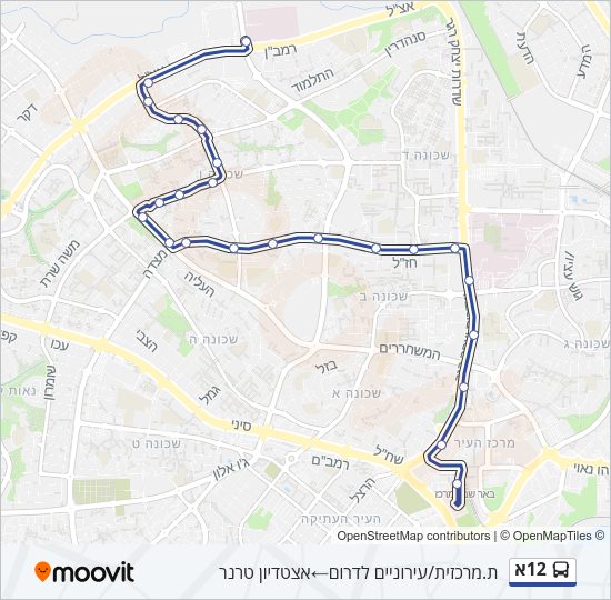 Автобус 12א: карта маршрута