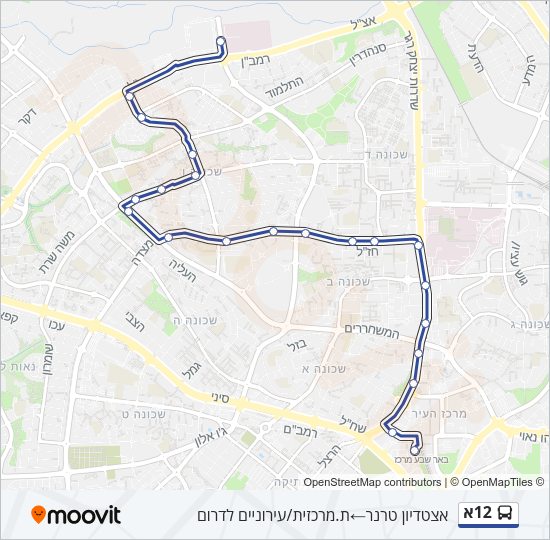 Автобус 12א: карта маршрута