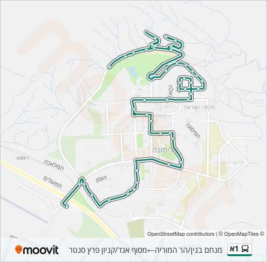 Автобус 1א: карта маршрута