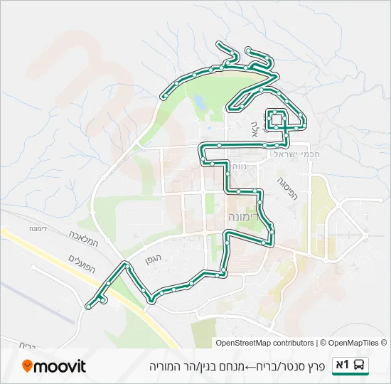 Автобус 1א: карта маршрута