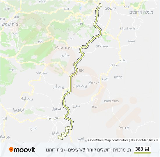 מפת המסלול של קו  383