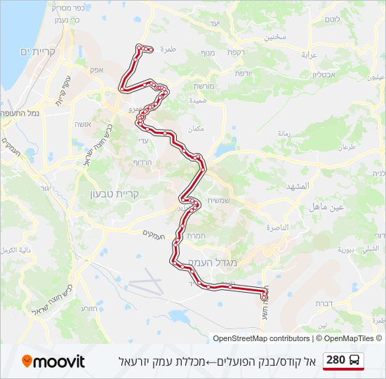 280 bus Line Map