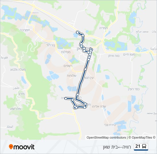 מפת המסלול של קו  21