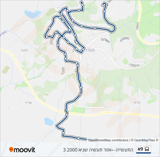 Автобус 9א: карта маршрута