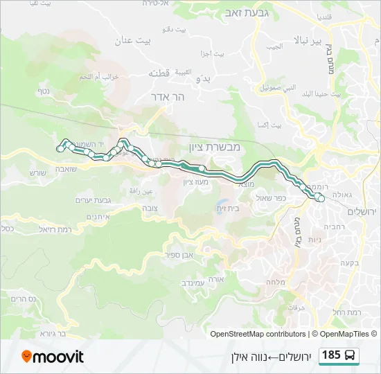 מפת המסלול של קו  185