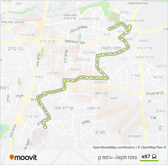 87א Bus Line Map