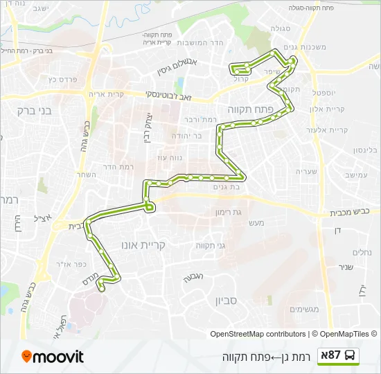 87א Bus Line Map