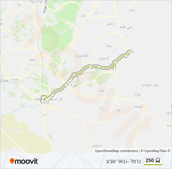 מפת המסלול של קו  250