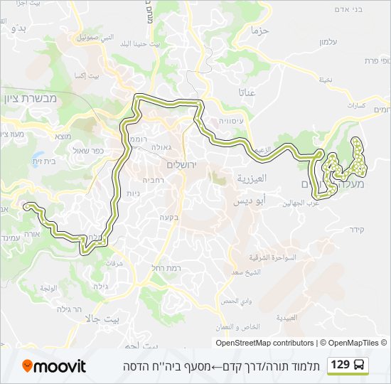 מפת המסלול של קו  129