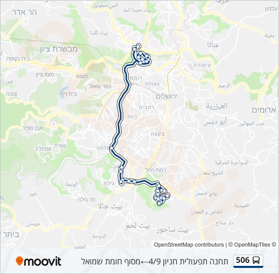 506 bus Line Map