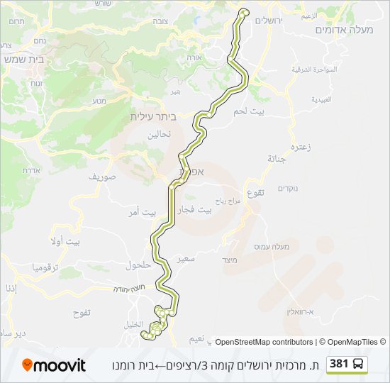 מפת המסלול של קו  381