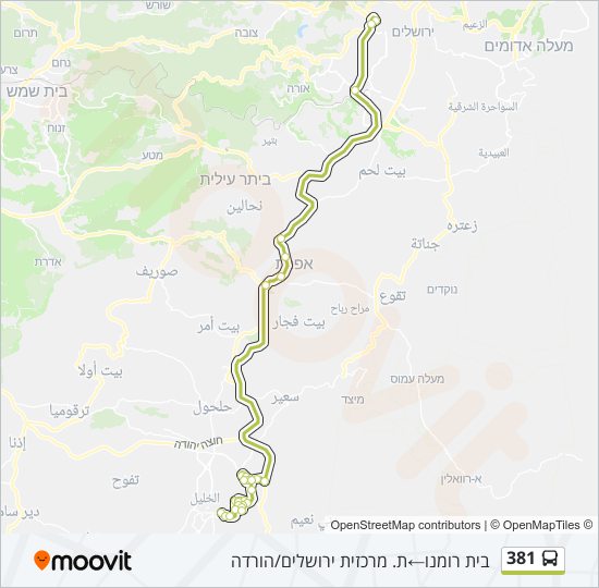 Автобус 381: карта маршрута