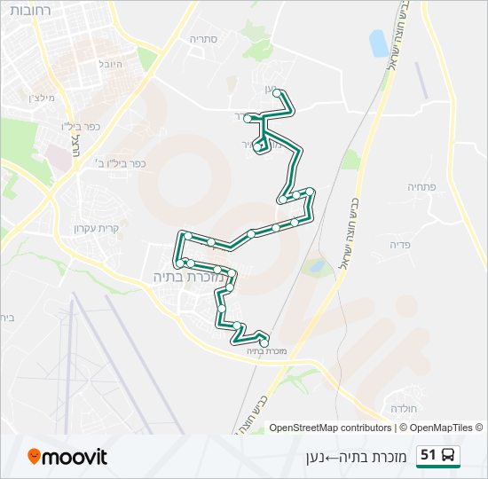 מפת המסלול של קו  51