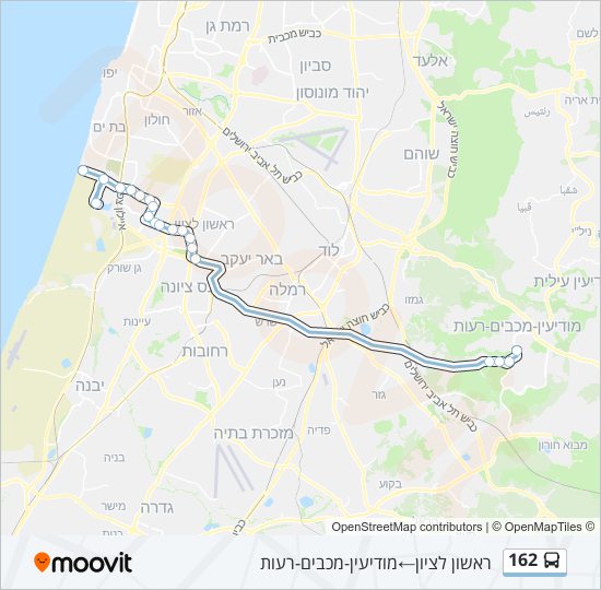 מפת המסלול של קו  162