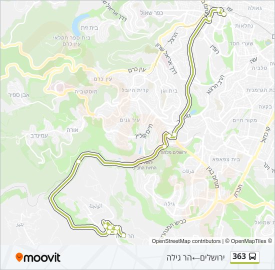 מפת המסלול של קו  363