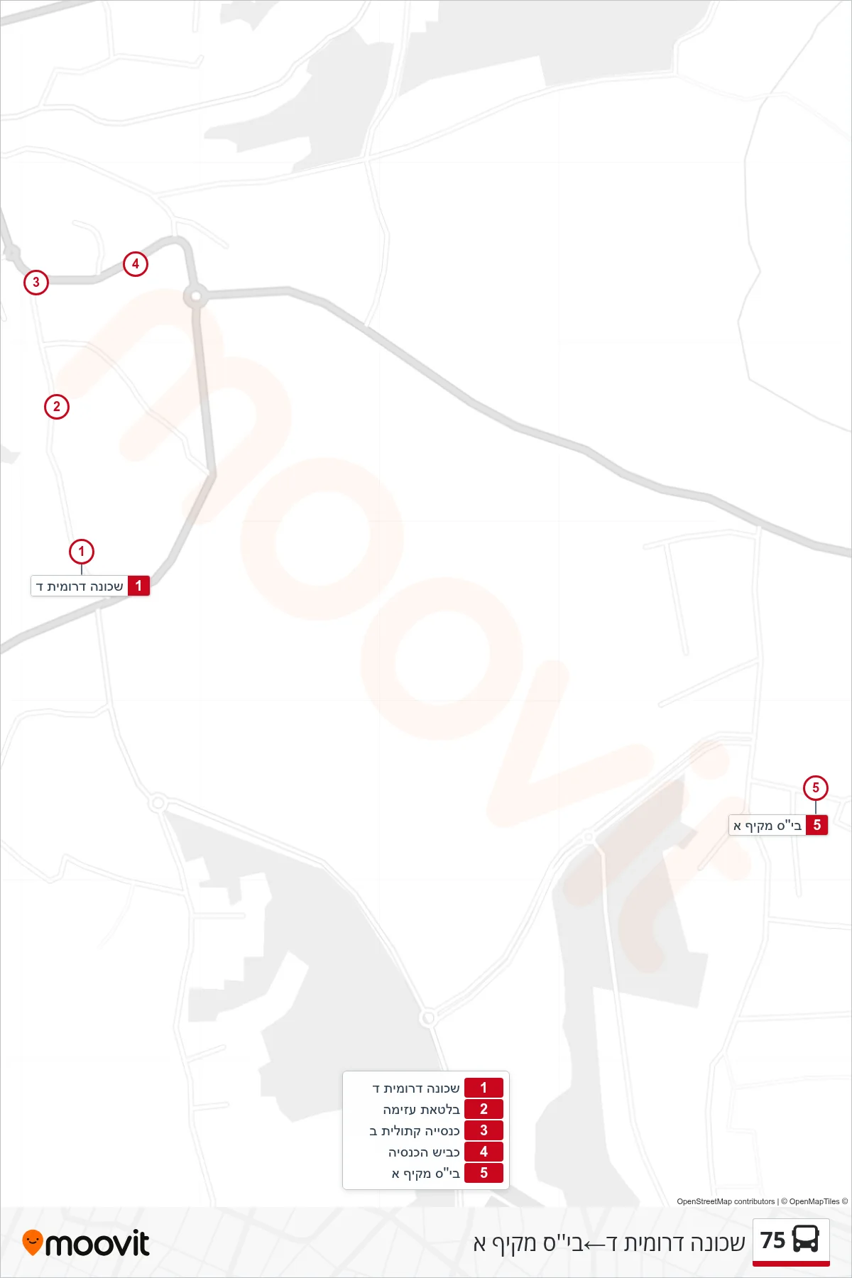 75 bus Line (Southern Neighborhood D‎→Comprehensive School A) route and stops on a map