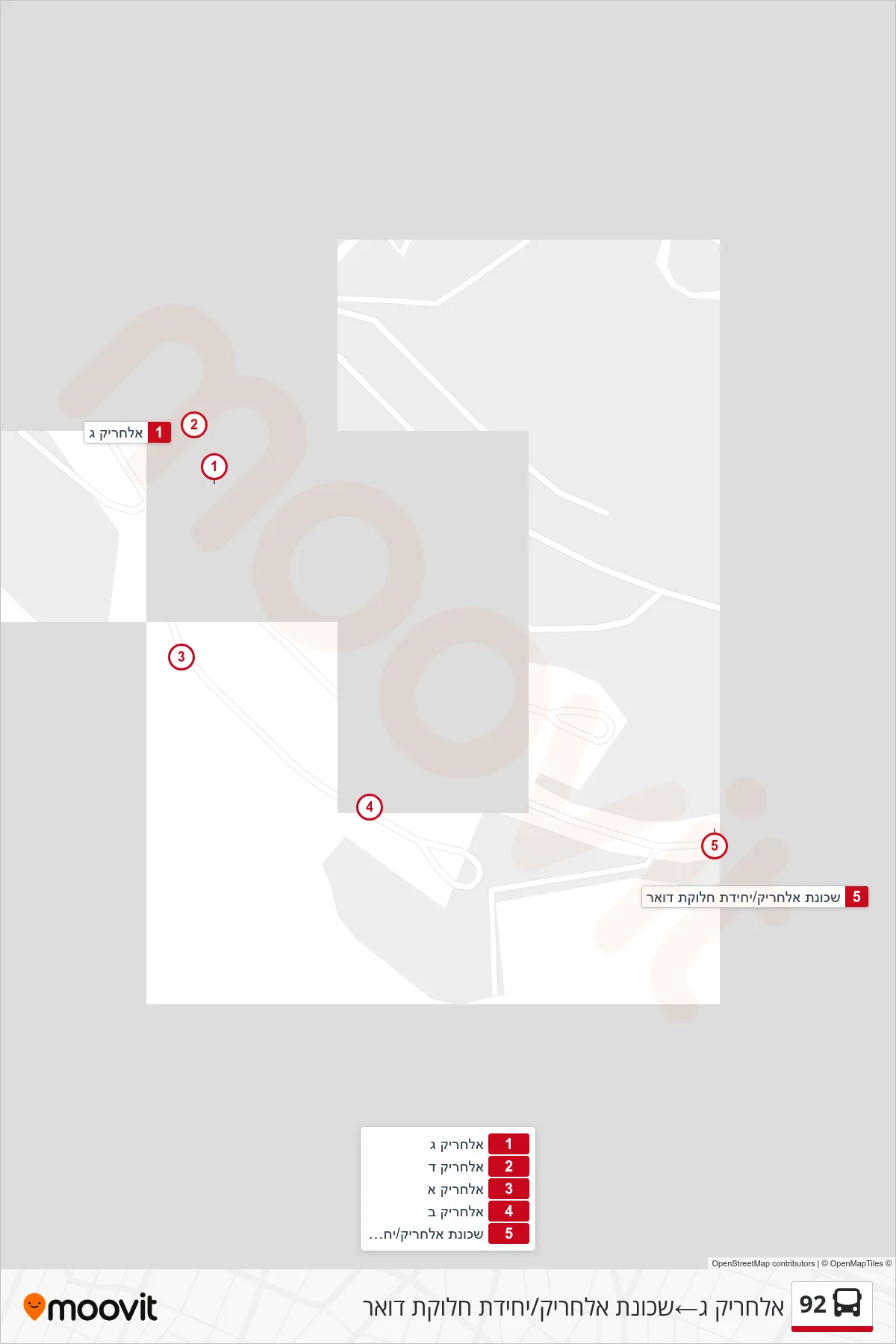 92 bus Line (Al-Hariq C‎→Al-Hariq Neighborhood/Postal Distribution Unit) route and stops on a map