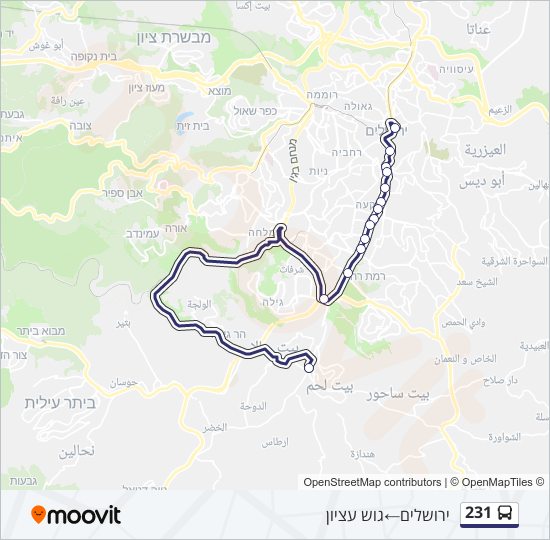 מפת המסלול של קו  231