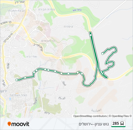 Автобус 285: карта маршрута