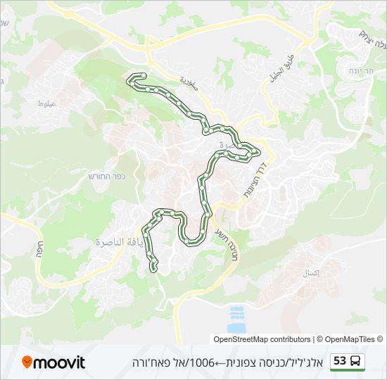 מפת המסלול של קו  53