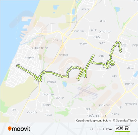 Автобус 38א: карта маршрута