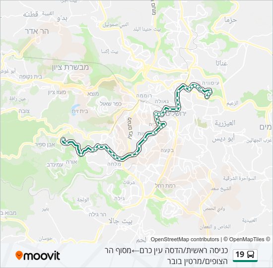 19 bus Line Map