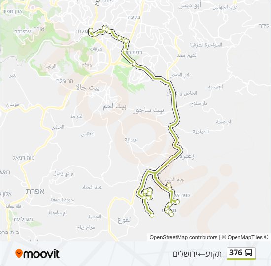 מפת המסלול של קו  376