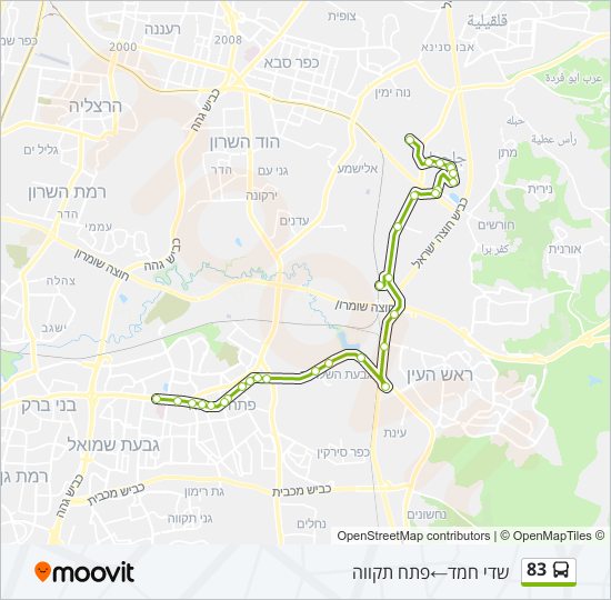 מפת המסלול של קו  83