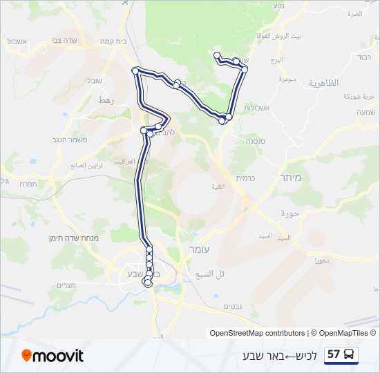 מפת המסלול של קו  57