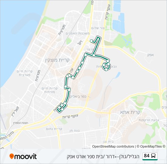 מפת המסלול של קו  84