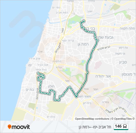 מפת המסלול של קו  146