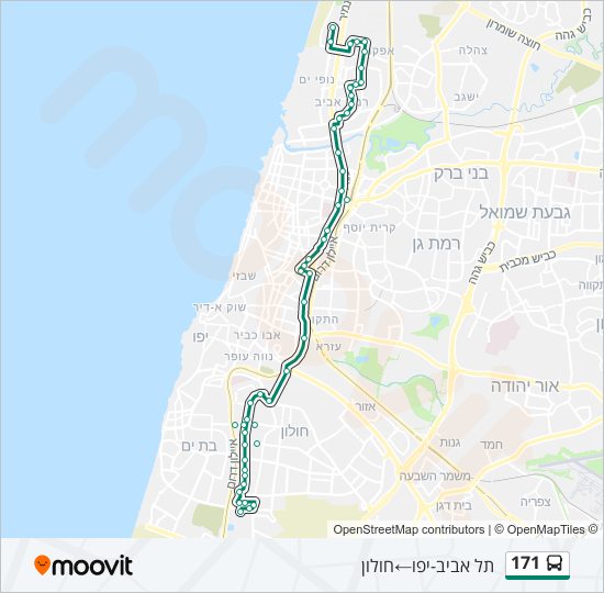 מפת המסלול של קו  171