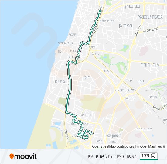 מפת המסלול של קו  173