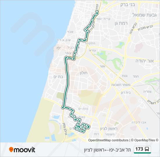 מפת המסלול של קו  173