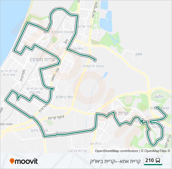 מפת המסלול של קו 210 מפת המסלול של קו 210