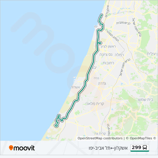 מפת המסלול של קו 299 מפת המסלול של קו 299