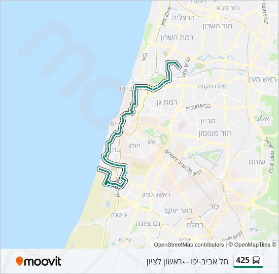 מפת המסלול של קו  425