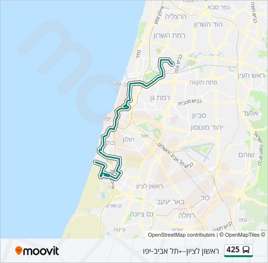 מפת המסלול של קו  425